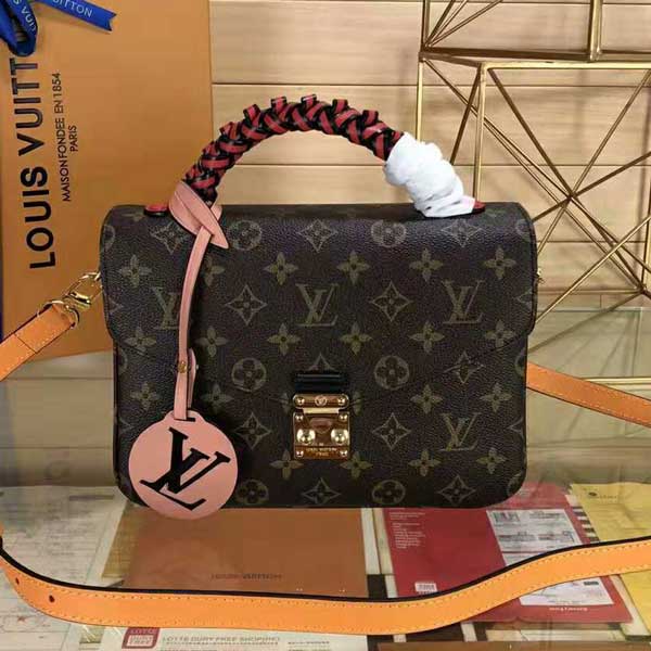 lv經(jīng)典Monogram帆布POCHETTE METIS手工編織手柄女士手袋M43984