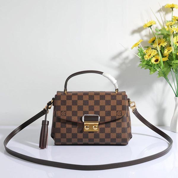 LV Damier Ebene棋盤格紋帆布Croisette手袋N53000 N41581