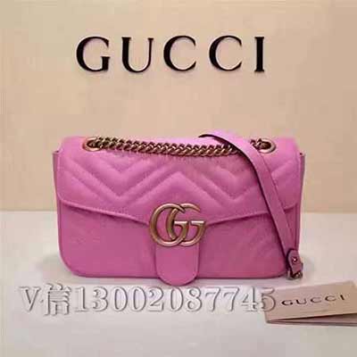 gucci這款GG Marmont 443497玫紅色