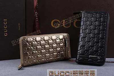 233160 gucci全皮壓花錢包 古銅色