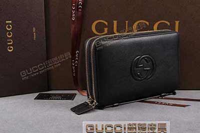 歐美奢品 意大利GUCCI 男款牛皮手拿包雙拉鏈錢(qián)包 306118皮