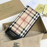 Burberry 柏寶利 原單出品 長款二折包 馬仔格子料搭配進口粒面小牛皮 40652351黑色 19cmx10cmx2.5cm