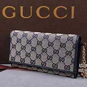 gucci 154185 藍(lán)布藍(lán)皮 古奇帆布配皮錢包