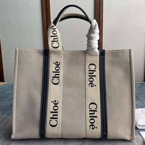 歐美大牌奢侈名品女包 Chloe新款帆布手提袋Woody Tote Bag