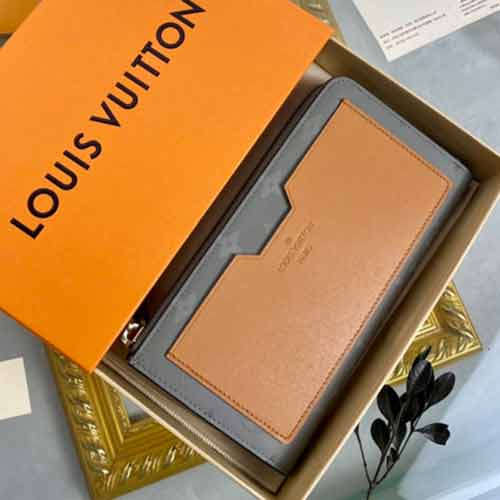 Louis Vuitton LV 鈦合金鐳射老花長款拉鏈錢包M63237