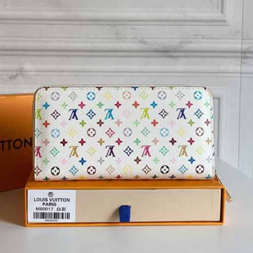 LV Monogram實用多功能帆布皮夾60017黑白彩